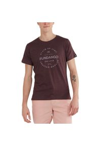 FUNDANGO - T-shirt męski Fundango Basic - T Logo-4 krótki rękaw. Kolor: czerwony. Materiał: bawełna, materiał. Długość rękawa: krótki rękaw. Długość: krótkie
