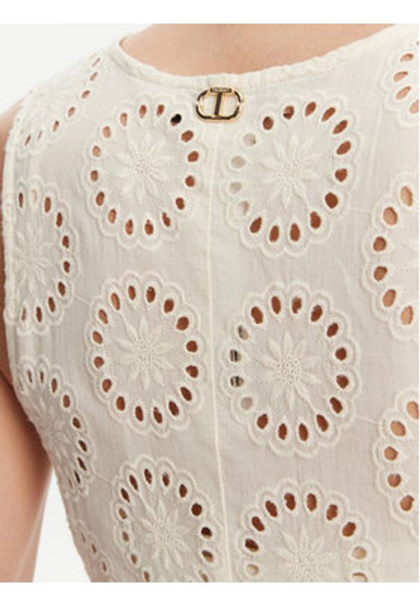 TwinSet - TWINSET Sukienka letnia 251TT2360 Écru Regular Fit. Materiał: bawełna. Sezon: lato