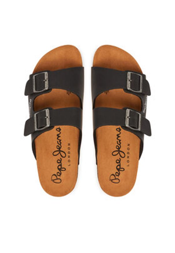 Pepe Jeans Klapki PMS90108 Czarny. Kolor: czarny. Materiał: skóra