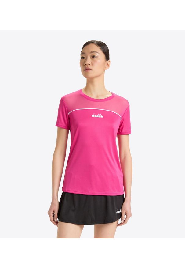 Koszulka tenisowa damska Diadora L. SS Core T-Shirt. Kolor: biały, wielokolorowy, różowy. Sport: tenis