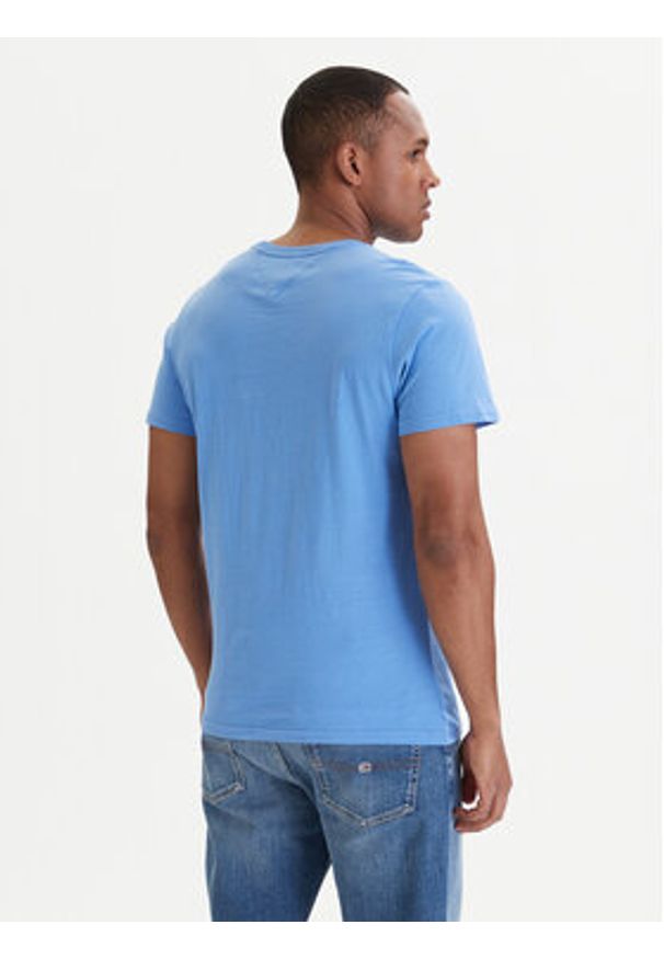 Tommy Jeans T-Shirt DM0DM20740 Niebieski Slim Fit. Kolor: niebieski. Materiał: bawełna