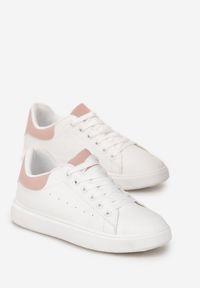Renee - Biało-Różowe Sneakersy przed Kostkę z Sznurowaniem Hermonikka. Wysokość cholewki: przed kostkę. Kolor: różowy