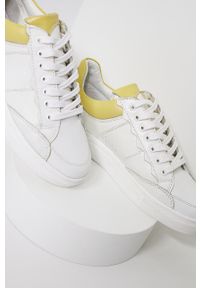 Answear Lab buty skórzane kolor biały. Nosek buta: okrągły. Zapięcie: sznurówki. Kolor: biały. Materiał: skóra #4