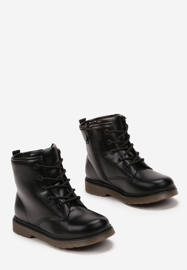 Born2be - Czarne Botki Workery z Sznurowaniem Alveron. Okazja: na co dzień, na uczelnię. Kolor: czarny. Materiał: jeans. Wzór: kolorowy. Styl: klasyczny, casual, elegancki