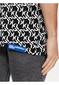 Karl Lagerfeld Jeans - KARL LAGERFELD T-Shirt Klj Monogram Aop Sslv Tee 236D1752 Czarny Regular Fit. Typ kołnierza: dekolt w karo. Kolor: czarny. Materiał: bawełna