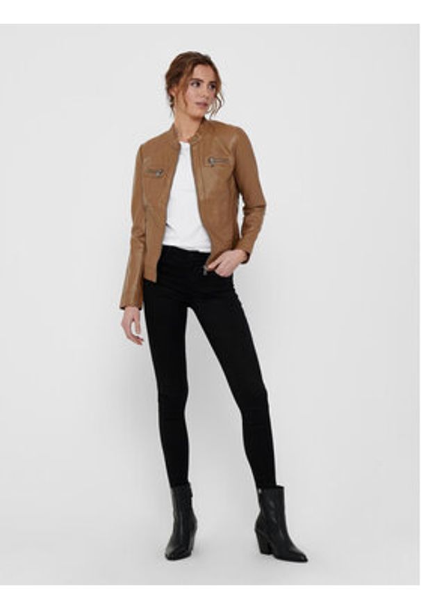 only - ONLY Kurtka z imitacji skóry Bandit 15081400 Brązowy Regular Fit. Kolor: brązowy. Materiał: wiskoza, skóra