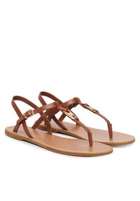TOMMY HILFIGER - Tommy Hilfiger Sandały Leather Thong Sandal FW0FW09127 Brązowy. Kolor: brązowy. Materiał: skóra #4