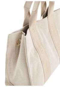 Ochnik - Kremowa damska torebka typu tote bag. Kolor: beżowy. Wzór: paski, aplikacja. Materiał: zdobione. Styl: casual, elegancki, klasyczny #4