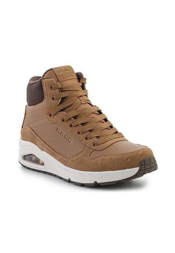 skechers - Buty do chodzenia męskie Skechers Uno Stacre Mid. Zapięcie: sznurówki. Kolor: brązowy. Materiał: materiał, skóra, syntetyk. Szerokość cholewki: normalna. Sport: turystyka piesza