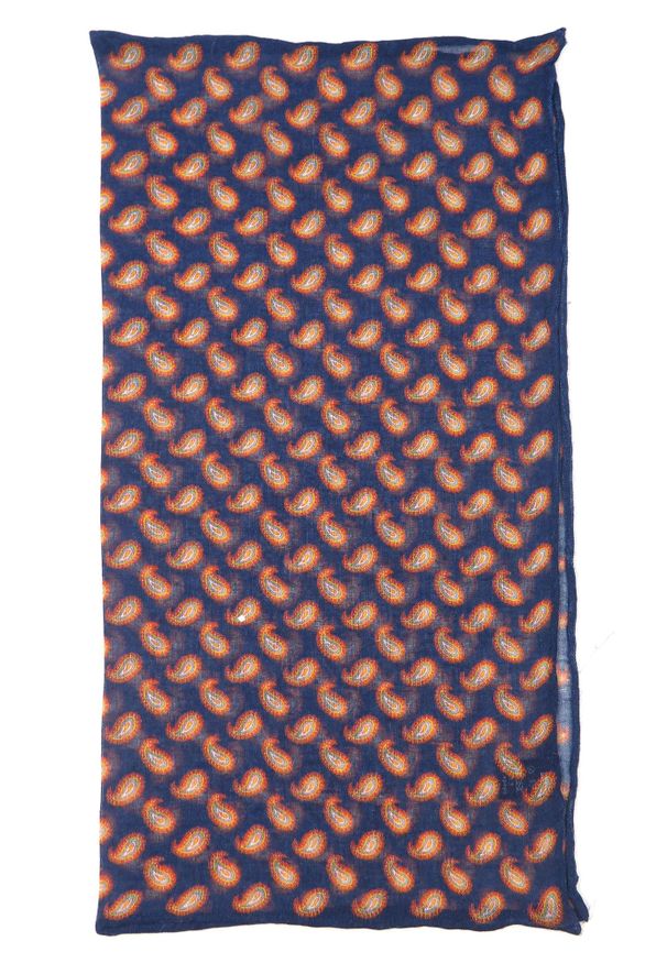 Modini - Granatowa poszetka 100% modal - drobny wzór paisley E95. Kolor: niebieski. Materiał: włókno. Wzór: paisley