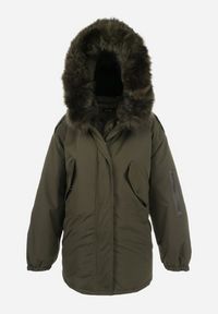 Born2be - Ciemnozielona Kurtka Parka Oversize z Futerkiem Mitto. Kolor: zielony. Materiał: futro. Długość rękawa: długi rękaw. Długość: długie. Sezon: zima, jesień. Styl: klasyczny, elegancki #7