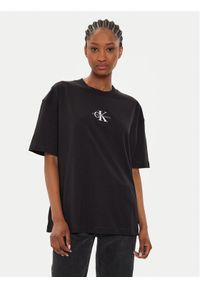 Calvin Klein Jeans T-Shirt Monologo J20J223561 Czarny Loose Fit. Kolor: czarny. Materiał: bawełna