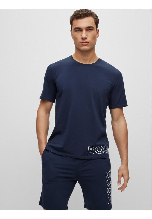 BOSS - Boss T-Shirt 50472750 Granatowy Regular Fit. Kolor: niebieski. Materiał: bawełna