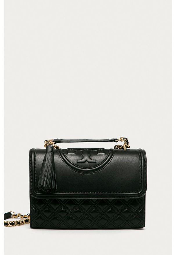 Tory Burch Torebka skórzana kolor czarny. Kolor: czarny. Materiał: skórzane. Rodzaj torebki: na ramię