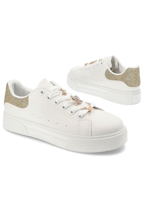 Złote Sneakersy Seastar Blue Modne Buty Damskie. Kolor: biały. Materiał: materiał