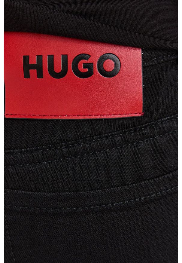 Hugo - HUGO jeansy Gillow damskie medium waist. Kolor: czarny