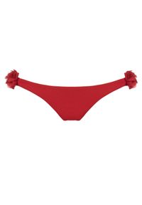 LA REVECHE - Dół od bikini Shayna​. Kolor: czerwony. Materiał: szyfon, tkanina. Wzór: aplikacja, kwiaty #6