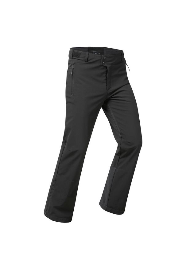 WEDZE - Spodnie narciarskie i snowboardowe męskie Quechua 500 softshell. Kolor: czarny. Materiał: materiał, softshell, poliester. Sezon: zima. Sport: snowboard, narciarstwo