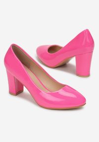 Renee - Fuksjowe Czółenka Agathene. Nosek buta: okrągły. Kolor: różowy. Materiał: lakier. Obcas: na obcasie. Styl: klasyczny, elegancki, wizytowy. Wysokość obcasa: średni #2