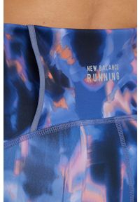New Balance legginsy do biegania Printed Impact Run damskie kolor granatowy wzorzyste. Kolor: niebieski. Materiał: materiał, skóra. Sport: bieganie