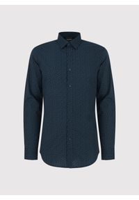 Pako Lorente - PAKO LORENTE – Granatowa koszula we wzór geometryczny. Kolor: niebieski. Materiał: bawełna, elastan. Długość rękawa: długi rękaw. Długość: długie. Wzór: geometria #2