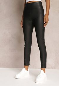 Renee - Czarne Legginsy z Ekoskóry Favi. Stan: podwyższony. Kolor: czarny. Materiał: skóra. Wzór: gładki