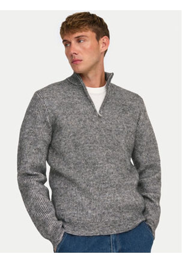 Only & Sons Sweter 22027686 Szary Regular Fit. Kolor: szary. Materiał: syntetyk