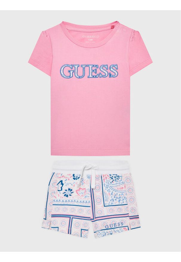 Guess Komplet t-shirt i szorty sportowe A3GG07 K6YW3 Kolorowy Regular Fit. Materiał: bawełna. Wzór: kolorowy