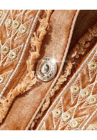 IXIAH AUSTRALIA - Koszula jeansowa z azteckim haftem. Kolor: beżowy. Materiał: jeans. Wzór: haft. Styl: klasyczny #6