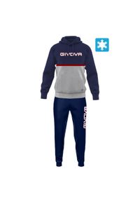 Givova Tuta Italia 106 dres męski bicolor z felpa, rozmiar 2XS. Kolor: niebieski, szary, wielokolorowy. Materiał: dresówka