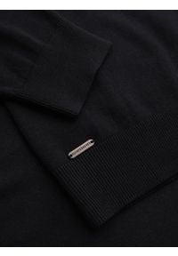 Ombre Clothing - Monochromatyczny dzianinowy męski kardigan z wiskozą – czarny V2 - Rozmiar: XXL. Kolor: czarny. Materiał: wiskoza, dzianina. Wzór: gładki, aplikacja. Styl: elegancki #8