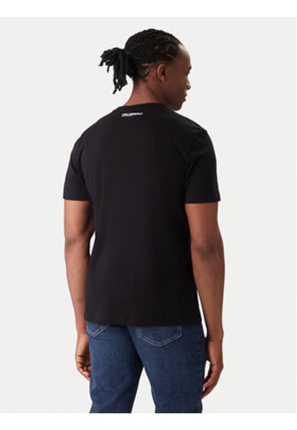 Karl Lagerfeld - KARL LAGERFELD T-Shirt A2M46038 Czarny Regular Fit. Typ kołnierza: dekolt w karo. Kolor: czarny. Materiał: bawełna