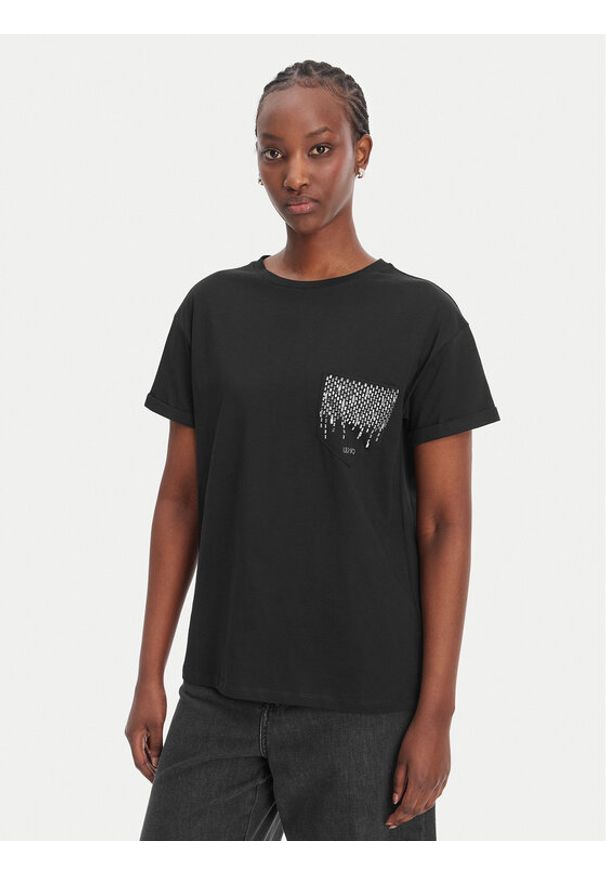 Liu Jo T-Shirt WA6372 JS923 Czarny Regular Fit. Kolor: czarny. Materiał: bawełna