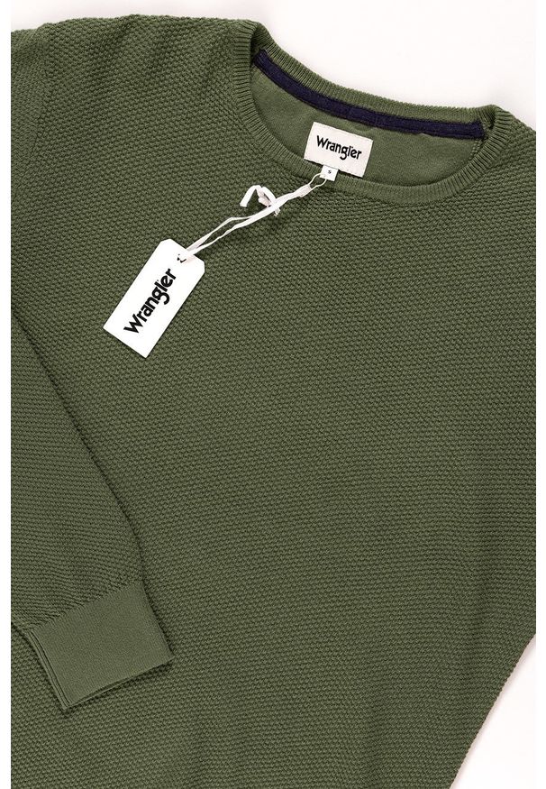Wrangler - MĘSKI SWETER WRANGLER PIQUE CREW KNIT DEEP LICHEN GRN W8616PT1X 112132317