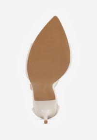 Born2be - Białe Sandały na Szpilce ze Sprzączką wokół Kostki Tini. Okazja: na co dzień. Zapięcie: sprzączka. Kolor: biały. Materiał: jeans. Obcas: na szpilce. Styl: casual, klasyczny, elegancki #8