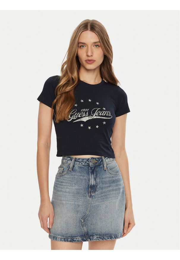Guess T-Shirt W5RI59 J1314 Niebieski Regular Fit. Kolor: niebieski. Materiał: bawełna
