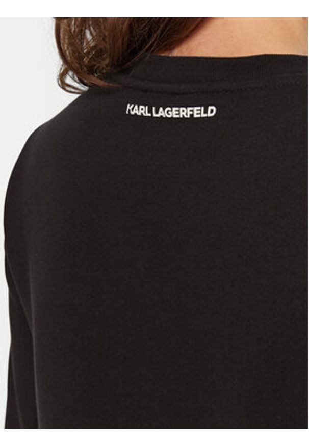 Karl Lagerfeld - KARL LAGERFELD Bluza A1W20010 Czarny Regular Fit. Typ kołnierza: dekolt w karo. Kolor: czarny. Materiał: bawełna