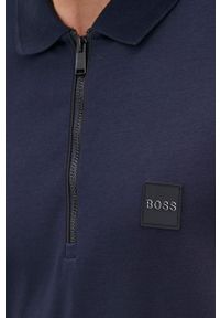 BOSS - Boss Polo bawełniane kolor granatowy gładki. Okazja: na co dzień. Typ kołnierza: polo. Kolor: niebieski. Materiał: bawełna. Długość: krótkie. Wzór: gładki. Styl: casual #5