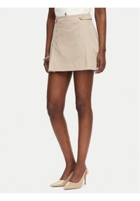 TOMMY HILFIGER - Tommy Hilfiger Spódnica mini WW0WW49649 Beżowy Regular Fit. Kolor: beżowy. Materiał: bawełna #1