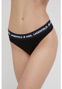 Karl Lagerfeld stringi (2-pack) kolor czarny. Kolor: czarny. Materiał: materiał