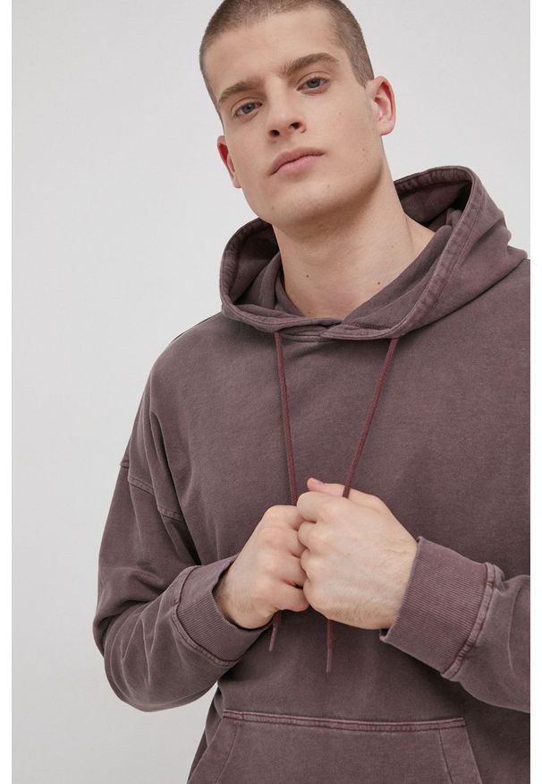 Only & Sons Bluza bawełniana męska kolor fioletowy z kapturem gładka. Typ kołnierza: kaptur. Kolor: fioletowy. Materiał: bawełna. Wzór: gładki