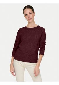 only - ONLY Sweter Rica 15204279 Bordowy Regular Fit. Kolor: czerwony. Materiał: syntetyk