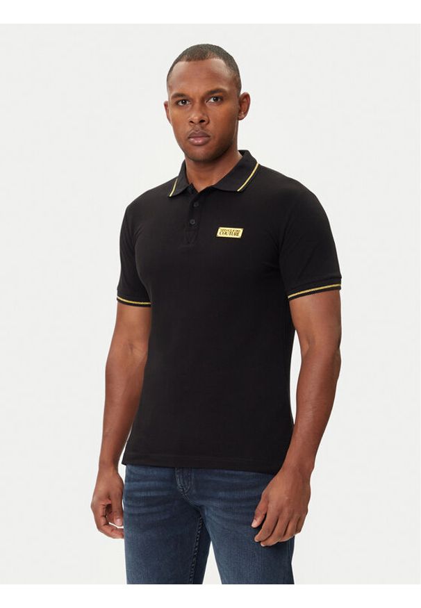 Versace Jeans Couture Polo 79GAGT08 CJ01T Czarny Regular Fit. Typ kołnierza: polo. Kolor: czarny. Materiał: bawełna