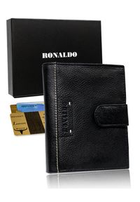 Portfel męski czarny Ronaldo N4L-TP-RON-1595 BLAC. Kolor: czarny. Materiał: skóra