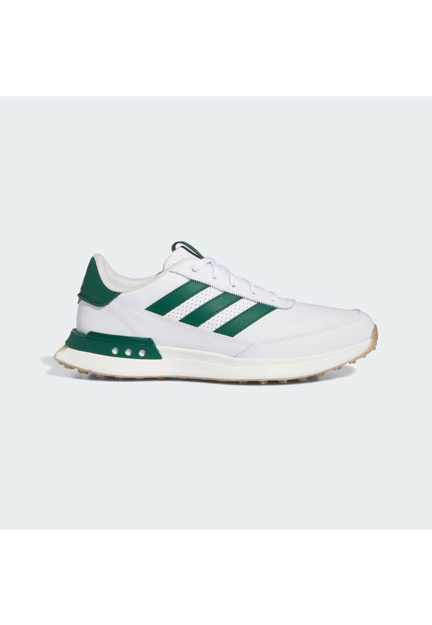 Adidas - Buty S2G Spikeless Leather 24 Golf. Kolor: biały, zielony, wielokolorowy, brązowy. Materiał: skóra. Szerokość cholewki: normalna. Sport: golf