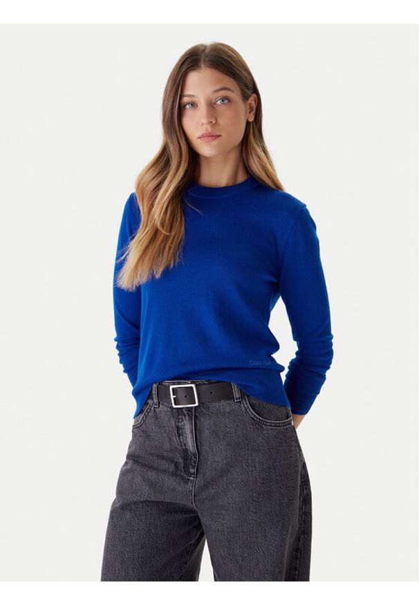 Calvin Klein Sweter LV044D370G Niebieski Regular Fit. Kolor: niebieski. Materiał: wełna, syntetyk