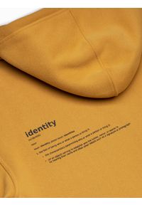 Ombre Clothing - Bluza męska rozpinana hoodie z nadrukami - musztardowa V2 B1423 - L. Kolor: żółty. Materiał: poliester, elastan, bawełna. Wzór: nadruk #7