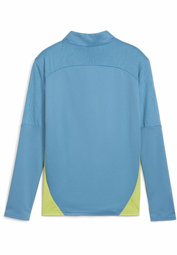 Puma - Młodzieżowa bluza treningowa Manchester City F.C. z zamkiem 1/4 PUMA. Kolor: żółty, wielokolorowy, niebieski