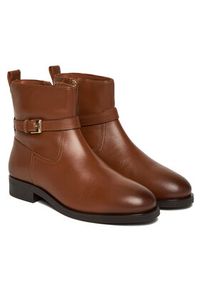 TOMMY HILFIGER - Tommy Hilfiger Botki Th Buckle Riding Leather Bootie FW0FW08781 Brązowy. Kolor: brązowy. Materiał: skóra #5