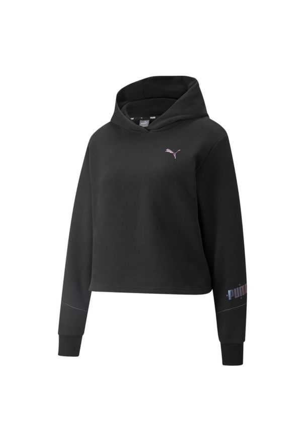 Puma Bluza Cyber Cropped 84818001. Kolor: czarny. Materiał: dresówka